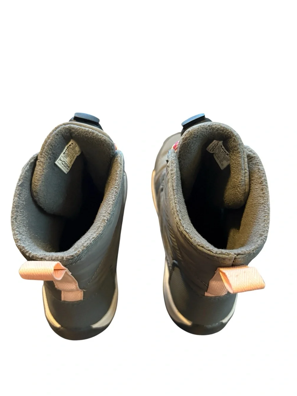 Sorel Grey Youths Snow Boots with Pink Laces
